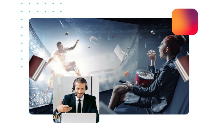 Femme heureuse regardant un match de Champions League avec Smart IPTV France