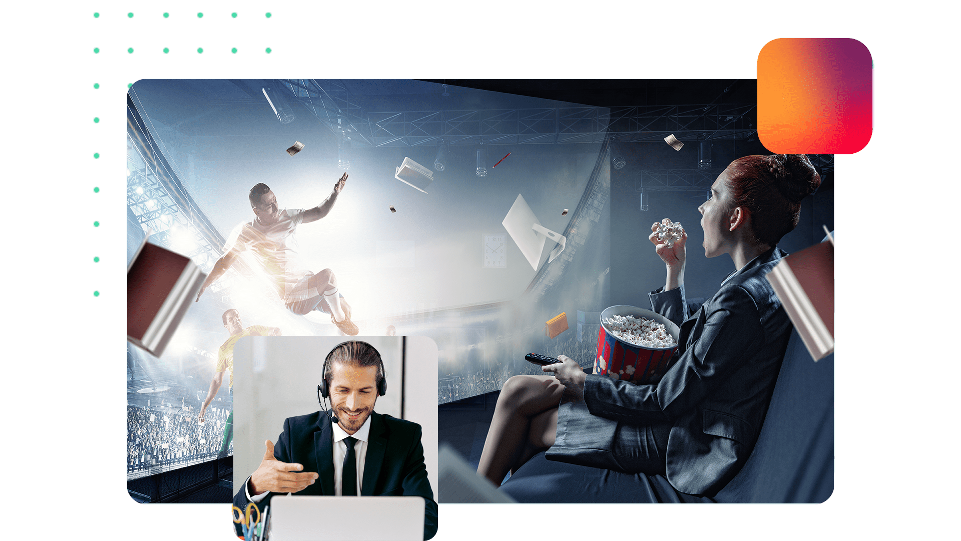 Femme heureuse regardant un match de Champions League avec Smart IPTV France
